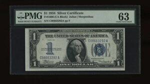 DBR 1934 $1 Vo[ t@j[obN Fr. 1606 CA ubN PMG 63 VA C08663292A