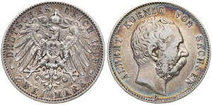 �h�C�c - �U�N�Z���鍑 2 �}�[�N 1899 E - KM# 1245 - 11.1 Gr �V���o�[ - VF-