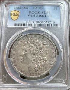 1882�N�������K����݁ATOP 100 PCGS AU50 VAM 3 O/S �t���b�V��