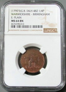 (1790N) G.B. D&h-482 1/4 P EHbNV[ o[~K v[GbW NGC MS 64 BN
