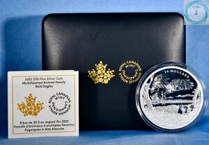 カナダ 2022年 30ドル プルーフ銀貨 多面的な動物ファミリー ハクトウワシ RCM コイン