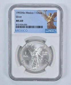 1993 Mo メキシコ 1 オンザ シルバー リベルタ MS69 NGC メキシコ ラベル