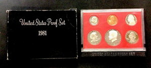 1981年アメリカ合衆国プルーフセット(タイプ2 1ドル、25セント、10セント)ENNコイン