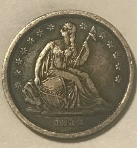 1838 ND�ALg Stars�ASeated Liberty Dime�AXF�A���ǂ����t