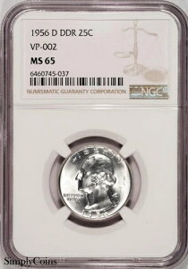 1956-D DDR VP-002 ���V���g�� �V���o�[ �N�H�[�^�[ NGC MS65 DDR-001 #1 #745-037