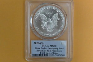 2020年 (S) シルバーイーグル PCGS MS70 緊急発行 トーマス・クリーブランド 初日発行