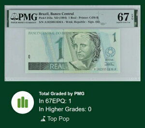 [\ gbv |bv] uW 1 A 1994 P243a PMG 67 SUPERB UNC EPQ A1823A A TCB