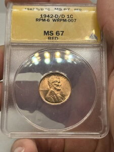 1942-D/D �����J�[���E�Z���g RPM 6 MS67RED ANACS! �^�t�R�C��*** WRPM 007***