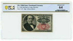 FR-1308 �A�����J���O�� �t���N�V���i���ʉ� 25�Z���g���� PCGS UNC 64 (63969)