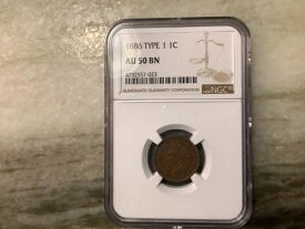 1886年 タイプ1 インディアンヘッド ペニー AU50 BN
