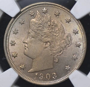 1903�N ���o�e�B V �j�b�P�� NGC MS 63 �`���C�X BU LIB �������I���W�i���̗ΐt��