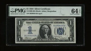 DBR 1934 $1 Vo[ t@j[obN Fr. 1606 BA ubN PMG 64 EPQ VA B33958145A