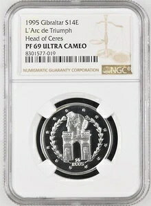 1995�N �W�u�����^�� ���[�W �V���o�[ 14 Ecu �����N�E�h�E�g���C�A���t �w�b�h NGC PF 69 �E���g���J���I