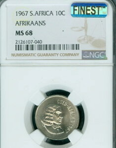1967�N ��A�t���J AKRIKAANS 10�Z���g NGC MS68 PQ MAC FINEST 50,336�� ���s *