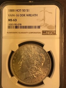 1888�N P MS63 VAM 16 DDR ���[�X �z�b�g 50 �����K�� �V���o�[ �_���[