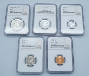 1956年 アメリカ プルーフセット オール NGC PF 67 タイプ2 フランクリン付き - U882
