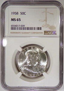 1958 50C NGC MS65 ^Cv 2 REV (xȂ) tN ~ 󏭂ȃzCg WF oGeB!