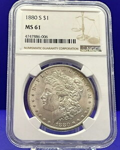 ?? 1880-S �����K���E�_���[ MS61 NGC ���C���b�N�p�[�v�� �T�[�����g�[�� �����X�^�[���̑��݊�??
