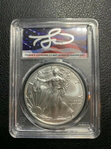 2021 シルバーイーグル PCGS MS70 フラッグ トーマス・クリーブランド サイン入り ファーストストライク タイプ1