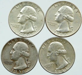 アメリカ合衆国大統領ワシントン記念銀貨 25セント硬貨 4枚セット i116167