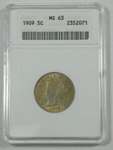 1909N oeB/"V" jbP CERTIFIED ANACS MS 63 5c ~ ꐢۗL