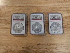 2011�N �V���o�[�C�[�O�� 1�h�� �A�[���[�����[�X 25���N�L�O NGC MS 70 �R�C��3���Z�b�g