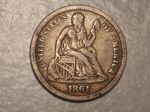 1861年 着席型リバティダイム(約XF&魅力的)