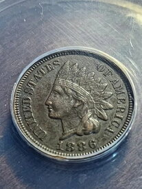 1886年 タイプ2 インディアンヘッド セントペニー ANACS EF XF 極細 40 細部腐食あり