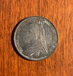 イングランド ヴィクトリア 1892年 6ペンス/6ペンス銀貨、未流通