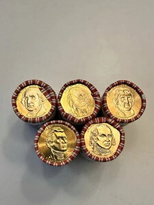 アメリカ大統領5人の記念硬貨 ワシントン、アダムズ、ジェファーソン、モンロー、マディソン