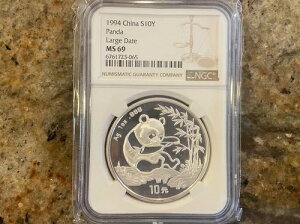 1994年 1オンス 10元 中国銀貨 パンダコイン(大判) BU MS-69