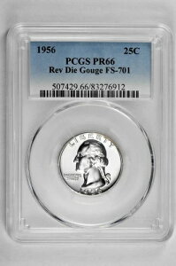 1956�N 25�Z���g �V���o�[ �v���[�t ���V���g�� �N�H�[�^�[ PCGS PR 66 Rev �_�C �S�b�W FS-701