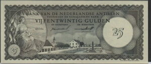 オランダ領アンティル 25 グルデン 1962 年 1 月 2 日 P 3a シリーズ A 未流通紙幣