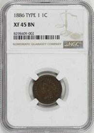 1886年 タイプ1 インディアンヘッド セント 1セント NGC XF45 BN、ライトチョコレートカラー [BN002]