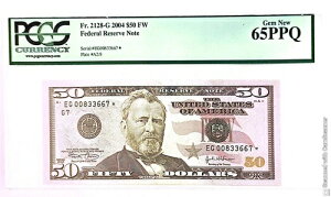 2004�N FW STAR NOTE? 50�h�� �č��@��ʉ� Fr.2128-G? S/N # EG00833667? PCGS 65 PPQ
