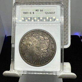 トナー 1881-S モルガン銀貨 - ANACS MS 64 古いソープボックスホルダー トナー