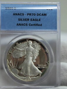 1989�N S US �v���[�t �V���o�[ �C�[�O�� $1 ANACS PR70 DCAM
