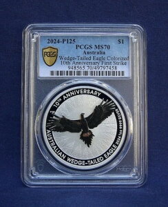 2024-P オーストラリア シルバー ウェッジテールイーグル PCGS MS70 F.S. カラーライズ *最後の1枚*