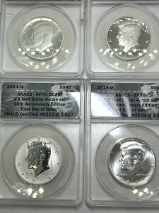 2014-S ANACS JFK 90% �V���o�[ �n�[�t�h�� 4���Z�b�g 50���N�L�O�� 0319/2014
