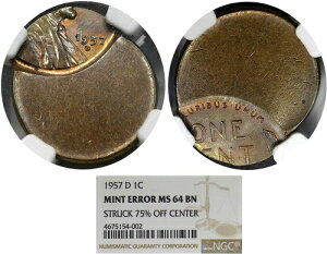 1957-D 1C NGC MS64BN �Z���^�[ �����J�[�� �E�B�[�g 75% �I�t ~ �󏭂ȃ~���g �G���[!