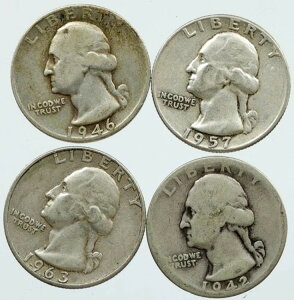 アメリカ合衆国大統領ワシントン記念銀貨 25セント硬貨 4枚セット i116170