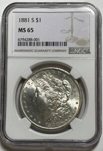 1881-S �����K�� �_���[ (#17170) NGC MS65 �z���C�g �O���[�g �X�g���C�N �t���b�V�� �z���_�[�B