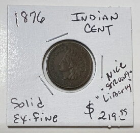 1876年インディアンヘッド1セントペニー1Cストロングリバティ!!