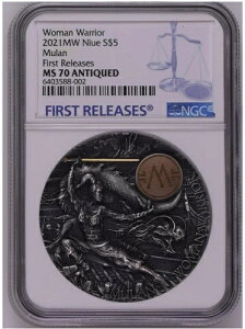 NGC MS70 �j�E�G 2021 Woman Warriors Hua Mulan �Ԗؗ� �A���e�B�[�N �V���o�[ �R�C�� 2�I���X