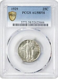 1929�N 25�Z���g �X�^���f�B���O���o�e�B�V���o�[�N�H�[�^�[ PCGS AU58 FH �t���w�b�h