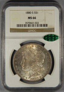 1880-S モルガン銀貨 NGC CAC MS66 $1