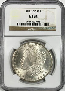 1882-CC 1 �h�� �����K����݁ANGC �O���[�h MS 63�A�J�[�\�� �V�e�B������!