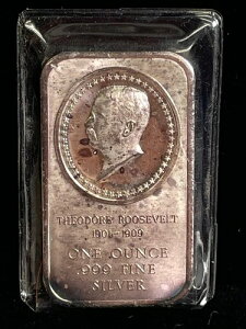 999 純銀 1オンス アートバー - 大統領カメオ セオドア・ルーズベルト、マディソン