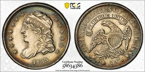 1835�N H10C �X���[���f�C�g�A�X���[�� 5C LM-10 �n�[�t�_�C�� PCGS AU �ڍ׃N���[�j���O�ς�