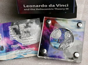 2019年 - ガーナ - ダ・ヴィンチの地動説 - 1オンス銀貨(破片付き)